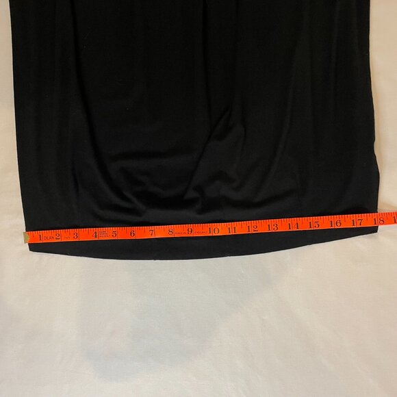 WHBM Pleated Bubble Hem Dress Black Jersey Knit 3/4 Sleeves Scoop Neck Size M - Picture 7 of 11